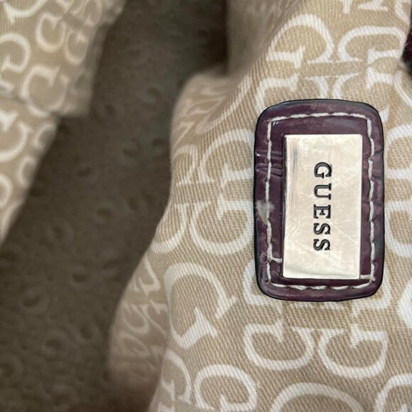 Y2K Guess Croc Embossed Tote Bag | Burgundy Patent Shoulder Bag - Picture 7 of 8